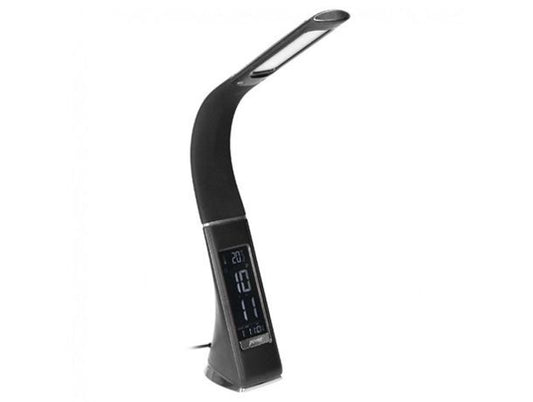 LED-Tischlampe DL-12/B in Schwarz (5W, 4000K) mit Uhr und Alarm von DOLOMIT VIRONE
